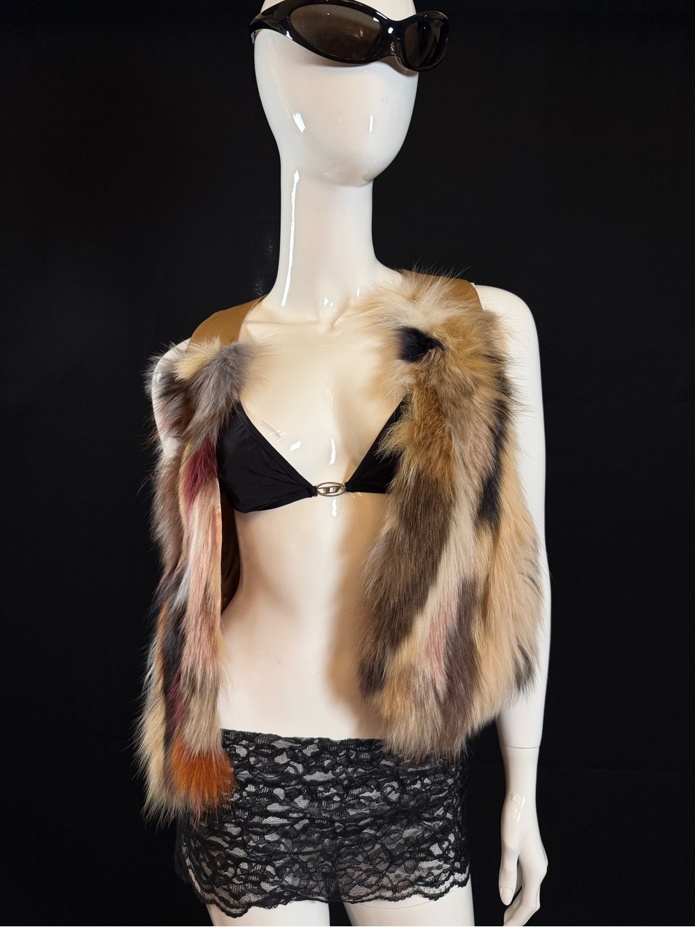 Multicolor Rabbit Fur Vest - Bold Colorblock - Picture 3 of 4